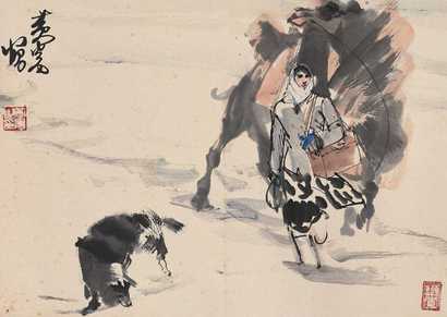 黄胄 乡村女医生 立轴